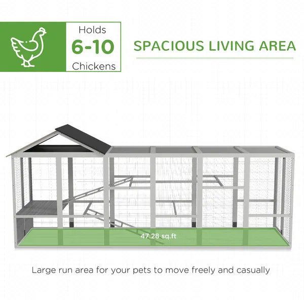 Gray Wooden Chicken Coop for 6-10 Chickens with Storage Perches 49"x48"x12.5" Poultry Essentials - product image 4
