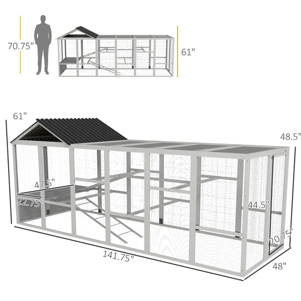Gray Wooden Chicken Coop for 6-10 Chickens with Storage Perches 49"x48"x12.5" Poultry Essentials - product image 3