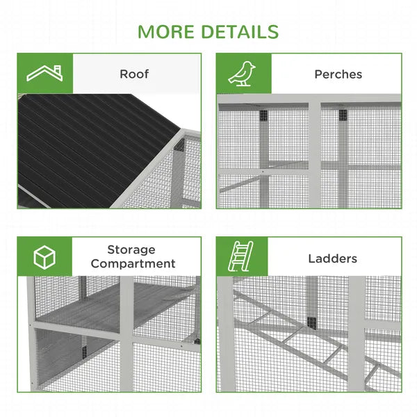 Gray Wooden Chicken Coop for 6-10 Chickens with Storage Perches 49"x48"x12.5" Poultry Essentials - product image 6
