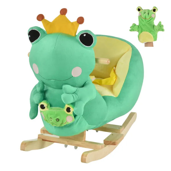 Green Frog Plush Rocking Horse with Music, Seat Belt and Hand Puppet, Ages 18 to 36 Months - product image 11