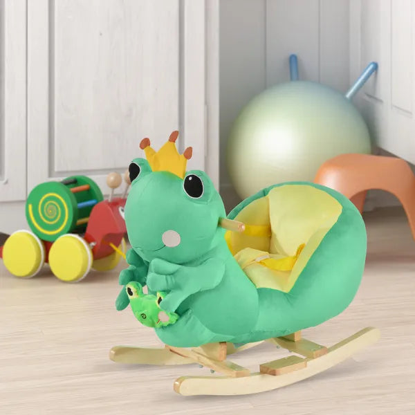 Green Frog Plush Rocking Horse with Music, Seat Belt and Hand Puppet, Ages 18 to 36 Months - product image 2