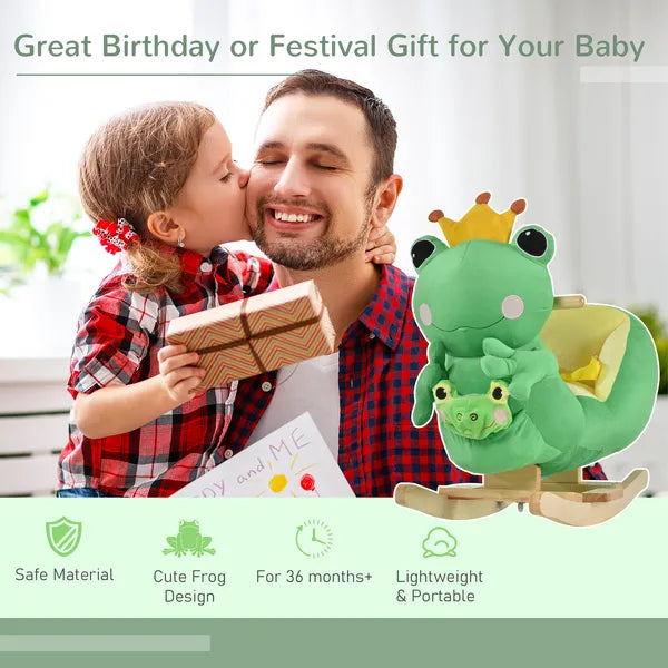 Green Frog Plush Rocking Horse with Music, Seat Belt and Hand Puppet, Ages 18 to 36 Months - product image 6