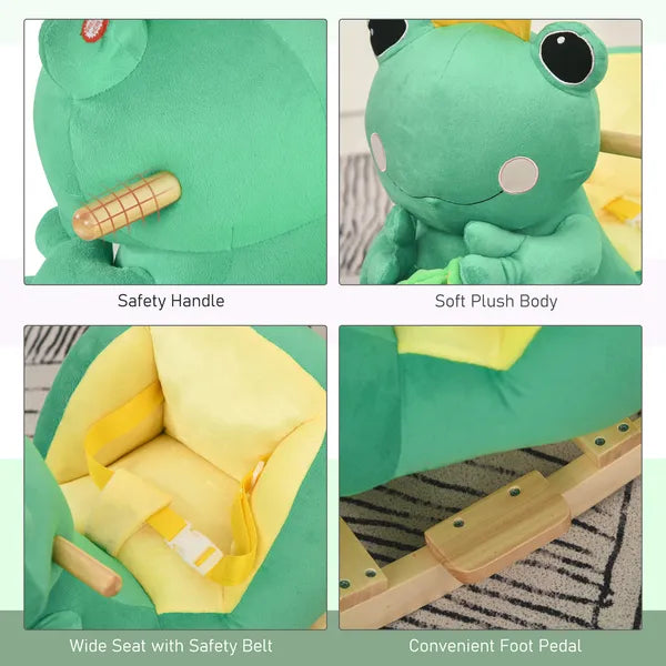 Green Frog Plush Rocking Horse with Music, Seat Belt and Hand Puppet, Ages 18 to 36 Months - product image 7