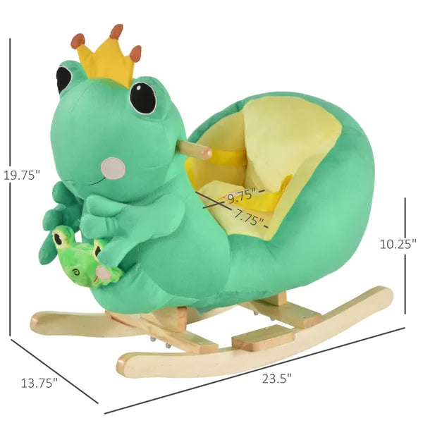 Green Frog Plush Rocking Horse with Music, Seat Belt and Hand Puppet, Ages 18 to 36 Months - product image 3