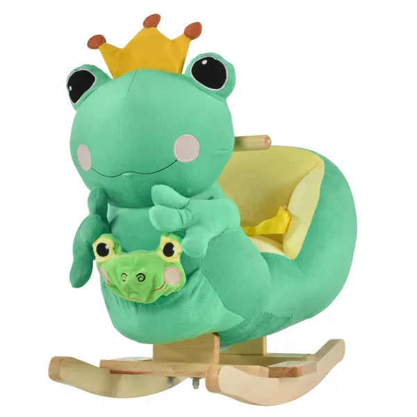 Green Frog Plush Rocking Horse with Music, Seat Belt and Hand Puppet, Ages 18 to 36 Months - product image 1