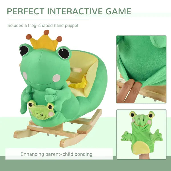 Green Frog Plush Rocking Horse with Music, Seat Belt and Hand Puppet, Ages 18 to 36 Months - product image 4
