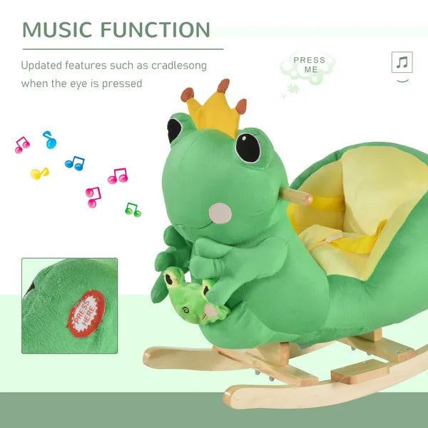 Green Frog Plush Rocking Horse with Music, Seat Belt and Hand Puppet, Ages 18 to 36 Months - product image 5