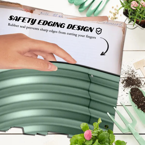 Green Galvanized Garden Bed 8' Metal Planter Box DIY Stock Tank Safety Edging for Herbs Vegetables - product image 6