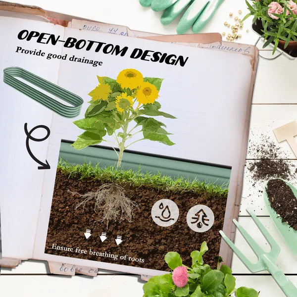 Green Galvanized Garden Bed 8' Metal Planter Box DIY Stock Tank Safety Edging for Herbs Vegetables - product image 5