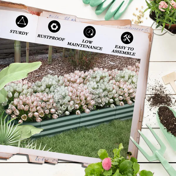 Green Galvanized Garden Bed 8' Metal Planter Box DIY Stock Tank Safety Edging for Herbs Vegetables - product image 7