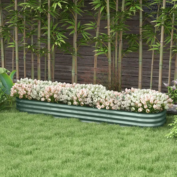 Green Galvanized Garden Bed 8' Metal Planter Box DIY Stock Tank Safety Edging for Herbs Vegetables - product image 2