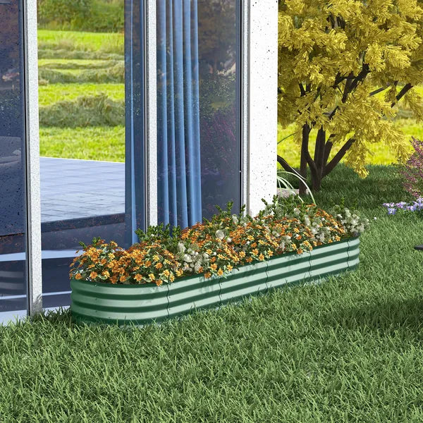 Green Galvanized Garden Bed 8' Metal Planter Box DIY Stock Tank Safety Edging for Herbs Vegetables - product image 10
