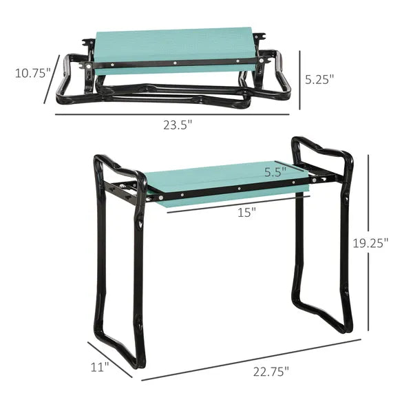 Outsunny Green Garden Kneeler and Seat Bench - Padded, Foldable Stool with Gardening Knee Pads for Comfortable Planting - product image 3