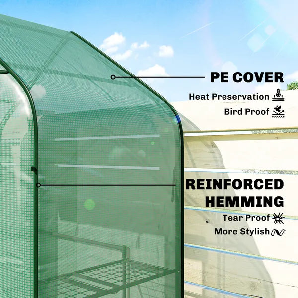 Greenhouse for Outdoors, Portable Greenhouse with 6 Shelves, UV-resistant PE Cover, Roll-up Door, Green - product image 5