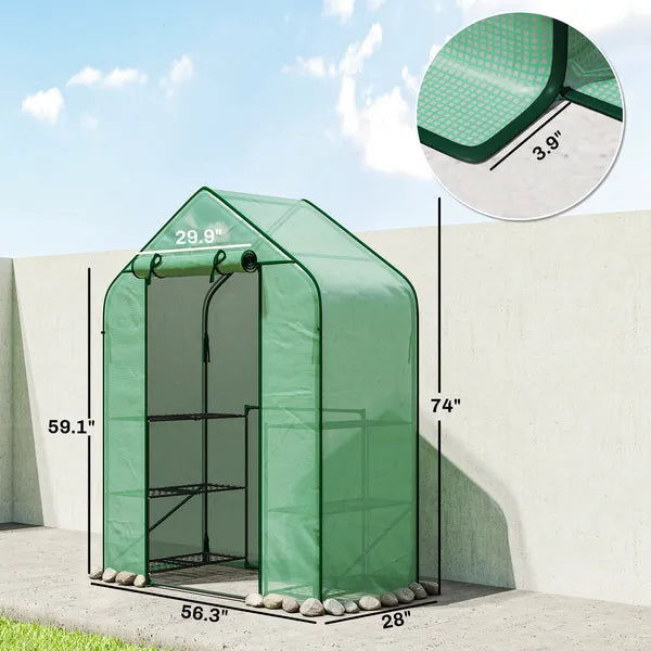 Greenhouse for Outdoors, Portable Greenhouse with 6 Shelves, UV-resistant PE Cover, Roll-up Door, Green - product image 3