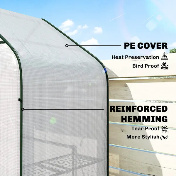 Greenhouse for Outdoors, Portable Greenhouse with 6 Shelves, UV-resistant PE Cover, Roll-up Door, White - product image 5