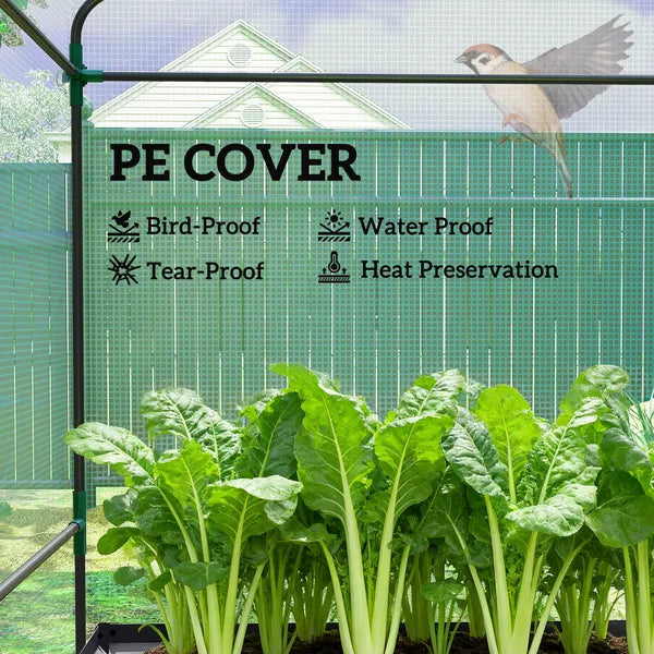 Greenhouse with Raised Garden Bed, Galvanized Steel Outdoor Greenhouse with Roll Up Door, 56 Inch x 56 Inch x 75 Inch, Dark Gray - product image 6