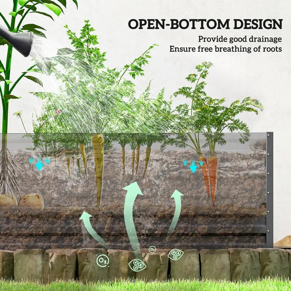 Greenhouse with Raised Garden Bed, Galvanized Steel Outdoor Greenhouse with Roll Up Door, 56 Inch x 56 Inch x 75 Inch, Dark Gray - product image 9