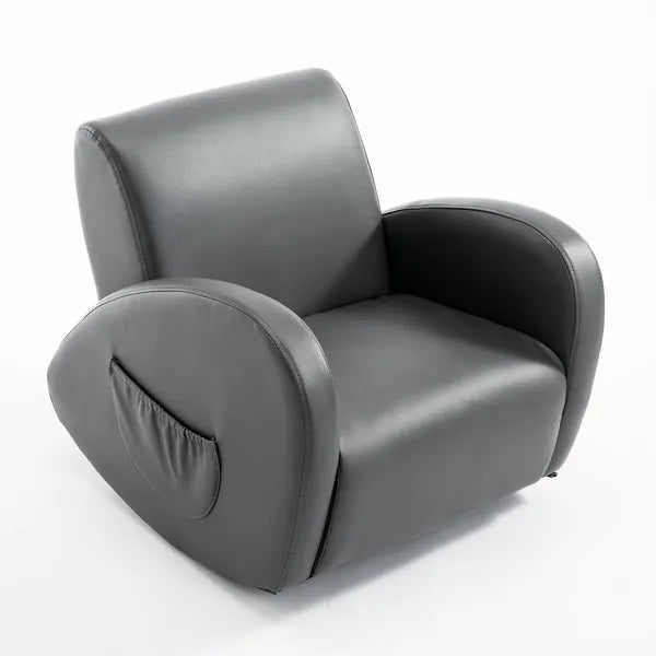 Grey Toddler Rocking Chair with Pocket PU Leather Kids Rocker for Nursery Playroom Durable Armchair - product image 1