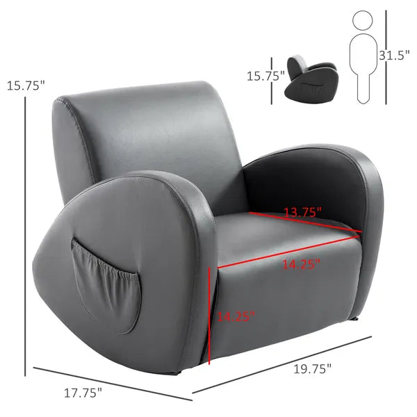 Grey Toddler Rocking Chair with Pocket PU Leather Kids Rocker for Nursery Playroom Durable Armchair - product image 3