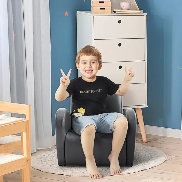 Grey Toddler Rocking Chair with Pocket PU Leather Kids Rocker for Nursery Playroom Durable Armchair - product image 10