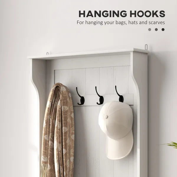 HOMCOM Hall Tree with Coat Rack, Storage, and Sitting Bench, White - product image 5