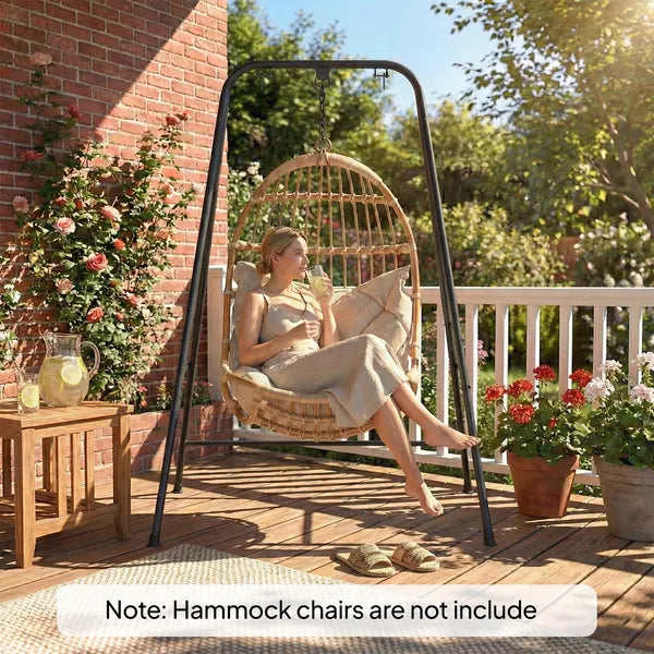 Outsunny Hammock Chair Stand Indoor and Outdoor Use with Anti-Slip Foot Pads, 2 Carabiners, Black - product image 8