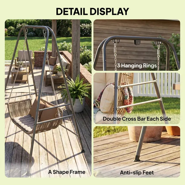 Outsunny Hammock Chair Stand Indoor and Outdoor Use with Anti-Slip Foot Pads, 2 Carabiners, Gray - product image 7
