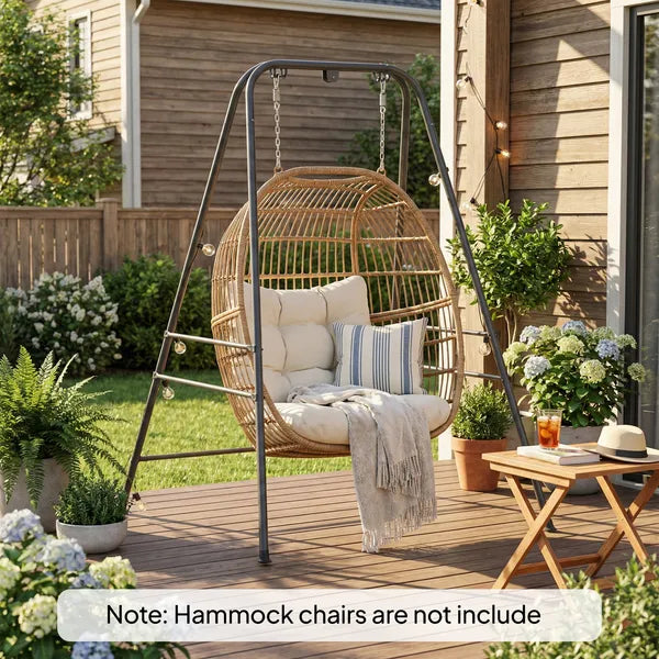 Outsunny Hammock Chair Stand Indoor and Outdoor Use with Anti-Slip Foot Pads, 2 Carabiners, Gray - product image 10