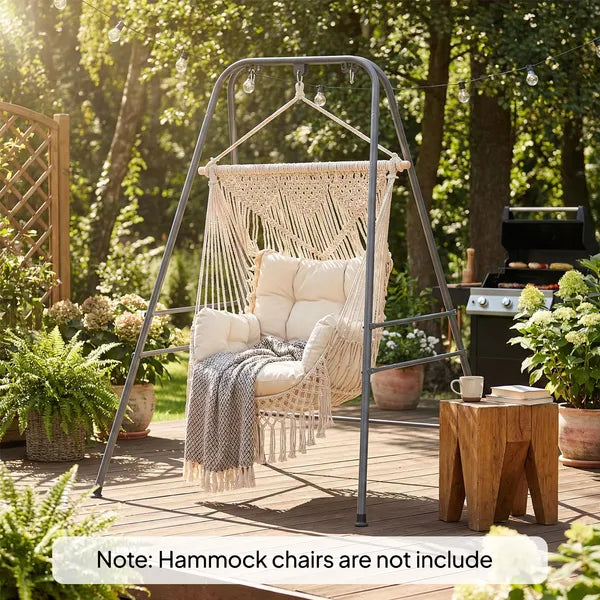 Outsunny Hammock Chair Stand Indoor and Outdoor Use with Anti-Slip Foot Pads, 2 Carabiners, Gray - product image 2