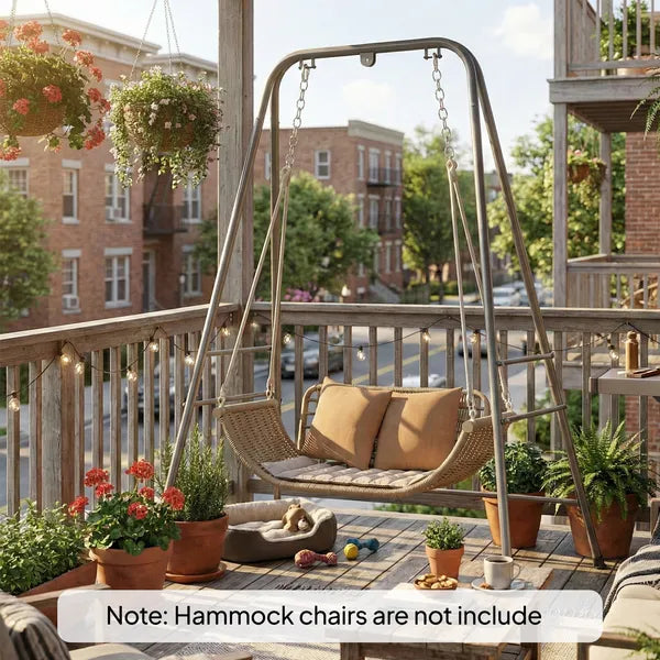 Outsunny Hammock Chair Stand Indoor and Outdoor Use with Anti-Slip Foot Pads, 2 Carabiners, Gray - product image 9