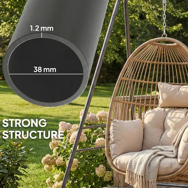 Outsunny Hammock Chair Stand Indoor and Outdoor Use with Anti-Slip Foot Pads, 2 Carabiners, Gray - product image 5