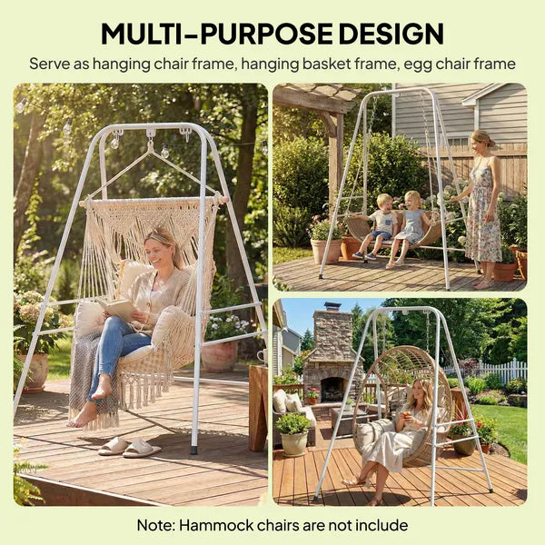 Hammock Chair Stand Indoor and Outdoor Use with Anti-Slip Foot Pads, 2 Carabiners, White - product image 4