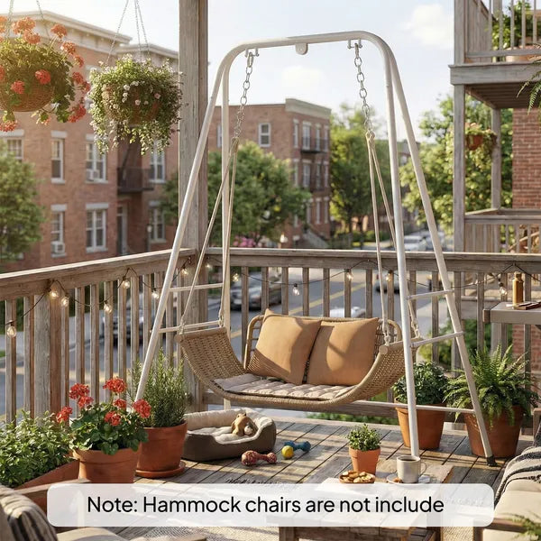 Hammock Chair Stand Indoor and Outdoor Use with Anti-Slip Foot Pads, 2 Carabiners, White - product image 9