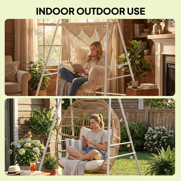 Hammock Chair Stand Indoor and Outdoor Use with Anti-Slip Foot Pads, 2 Carabiners, White - product image 6
