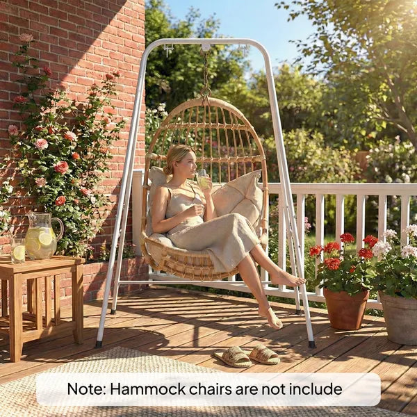 Hammock Chair Stand Indoor and Outdoor Use with Anti-Slip Foot Pads, 2 Carabiners, White - product image 8