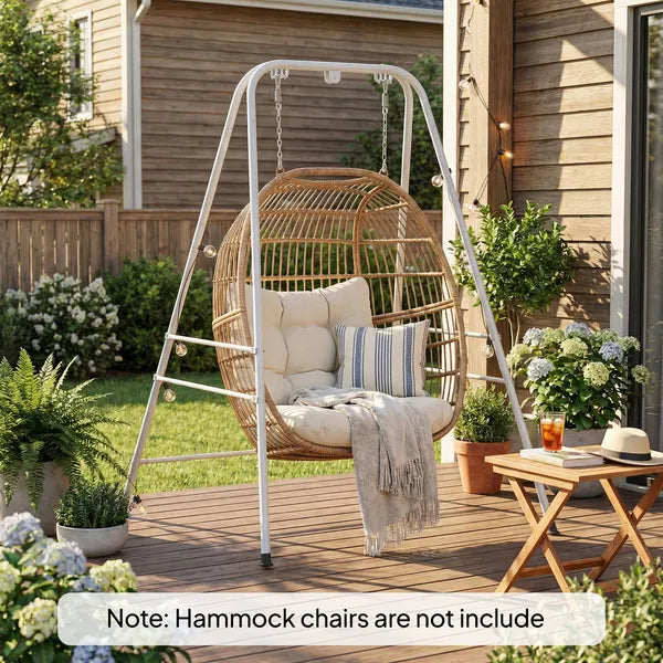 Hammock Chair Stand Indoor and Outdoor Use with Anti-Slip Foot Pads, 2 Carabiners, White - product image 10