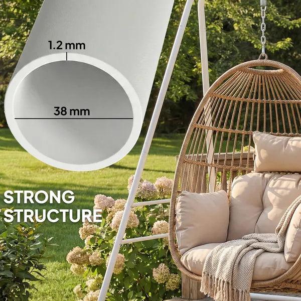 Hammock Chair Stand Indoor and Outdoor Use with Anti-Slip Foot Pads, 2 Carabiners, White - product image 5