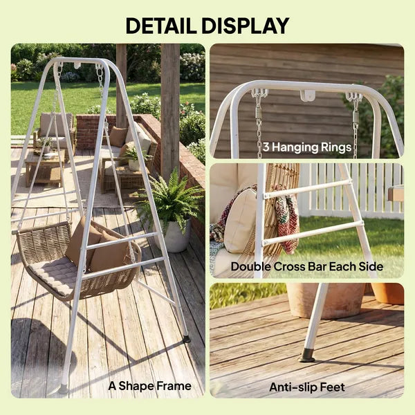 Hammock Chair Stand Indoor and Outdoor Use with Anti-Slip Foot Pads, 2 Carabiners, White - product image 7