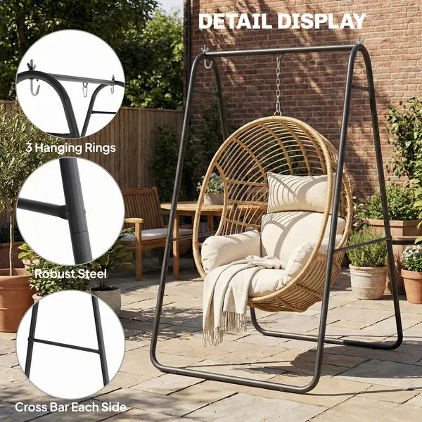 Outsunny Hammock Chair Stand Only Heavy Duty Solid Steel A-Frame for Hanging Hammock, Egg Chair, Max Load 330 lb, Black - product image 7
