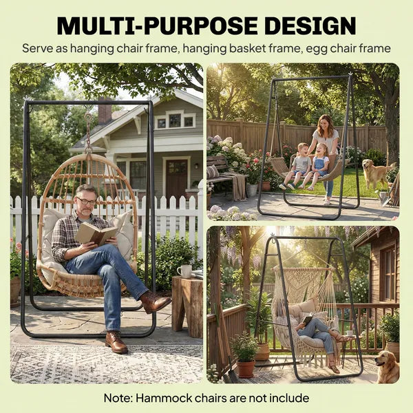 Outsunny Hammock Chair Stand Only Heavy Duty Solid Steel A-Frame for Hanging Hammock, Egg Chair, Max Load 330 lb, Black - product image 5