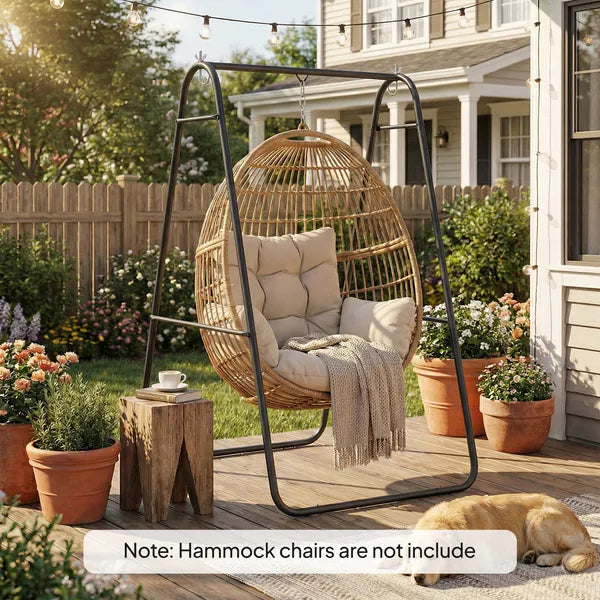 Outsunny Hammock Chair Stand Only Heavy Duty Solid Steel A-Frame for Hanging Hammock, Egg Chair, Max Load 330 lb, Black - product image 2