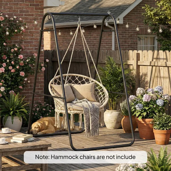 Outsunny Hammock Chair Stand Only Heavy Duty Solid Steel A-Frame for Hanging Hammock, Egg Chair, Max Load 330 lb, Black - product image 9