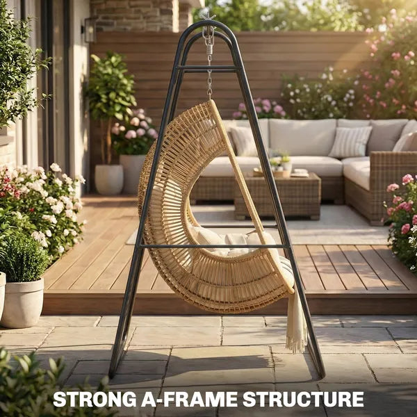 Outsunny Hammock Chair Stand Only Heavy Duty Solid Steel A-Frame for Hanging Hammock, Egg Chair, Max Load 330 lb, Black - product image 4