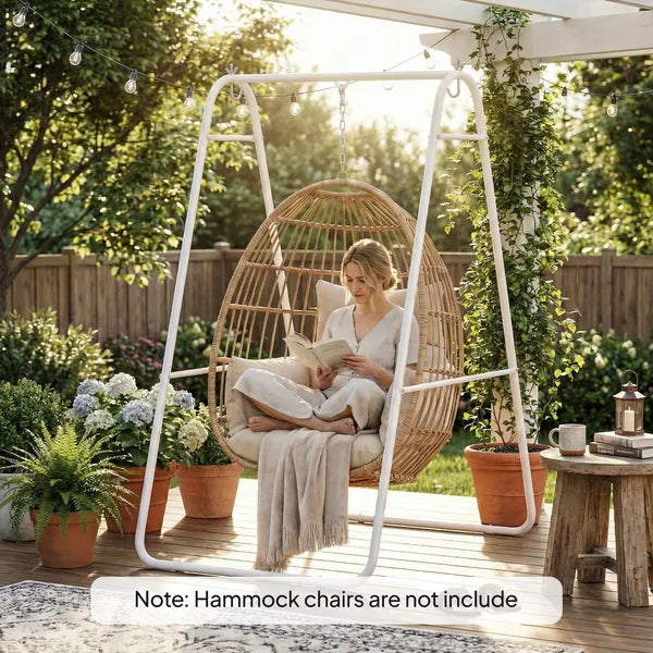 Outsunny Hammock Chair Stand Only Heavy-Duty Solid Steel A-Frame for Hanging Hammock, Egg Chair, Max Load 330 LBS, White - product image 8