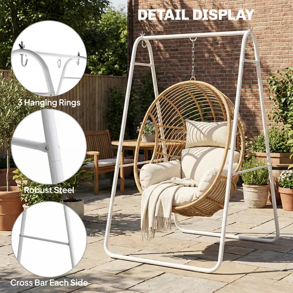 Outsunny Hammock Chair Stand Only Heavy-Duty Solid Steel A-Frame for Hanging Hammock, Egg Chair, Max Load 330 LBS, White - product image 7