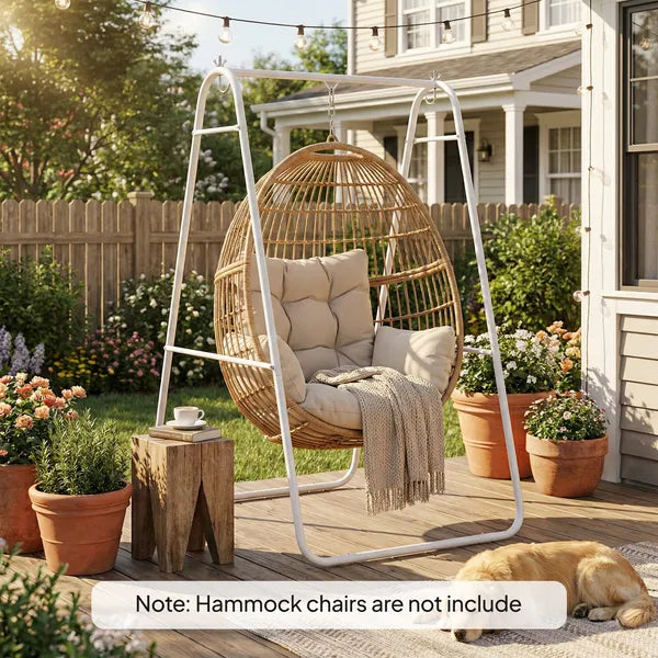 Outsunny Hammock Chair Stand Only Heavy-Duty Solid Steel A-Frame for Hanging Hammock, Egg Chair, Max Load 330 LBS, White - product image 2