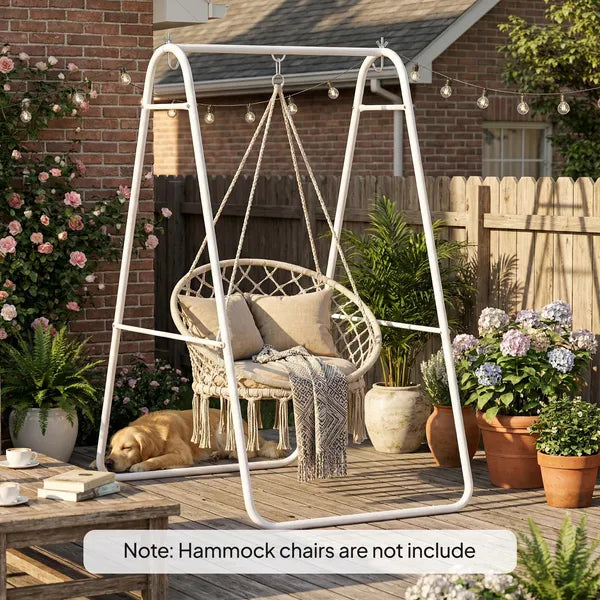 Outsunny Hammock Chair Stand Only Heavy-Duty Solid Steel A-Frame for Hanging Hammock, Egg Chair, Max Load 330 LBS, White - product image 9