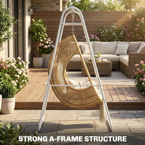 Outsunny Hammock Chair Stand Only Heavy-Duty Solid Steel A-Frame for Hanging Hammock, Egg Chair, Max Load 330 LBS, White - product image 4