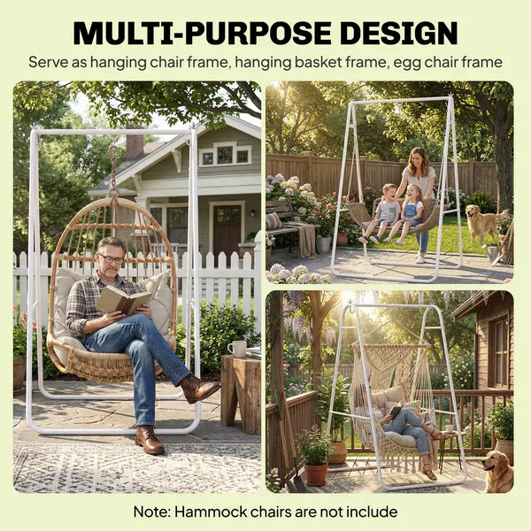 Outsunny Hammock Chair Stand Only Heavy-Duty Solid Steel A-Frame for Hanging Hammock, Egg Chair, Max Load 330 LBS, White - product image 5